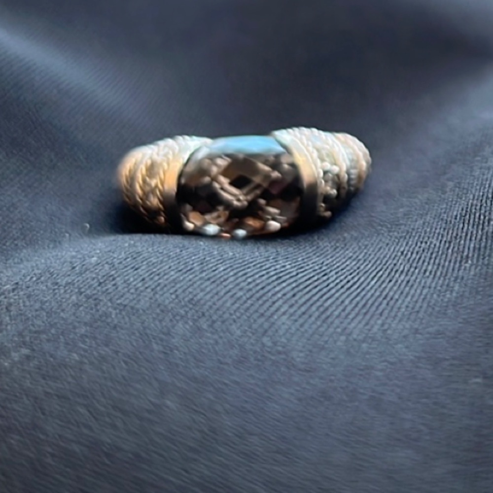 Judith Ripka Smokey Topaz and Silver Ring